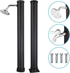 Solar Heated Shower, 5.5 Gallon Outdoor Shower with Shower Head and Foot Shower Tap for Outdoor Backyard Poolside Beach Pool Spa,Black (5.5 Gallon)