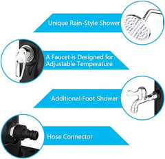 Solar Heated Shower, 5.5 Gallon Outdoor Shower with Shower Head and Foot Shower Tap for Outdoor Backyard Poolside Beach Pool Spa,Black (5.5 Gallon)