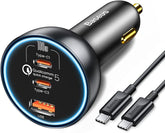 Power Up Fast! 160W USB-C Car Charger for iPhone 15 & Samsung S22 (Baseus)