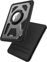 Raptic Tactical Wallet Case for Apple AirTags, Multifunctional 4-Card Wallet with AirTag Holder, 8-in-1 Multitool, Stainless Steel and Real Leather