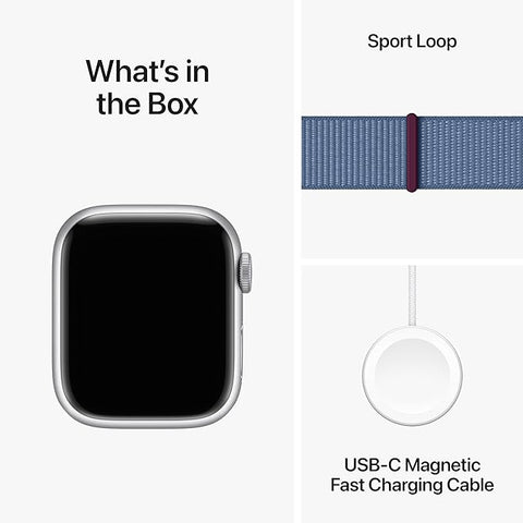 Apple Watch Series 9 [GPS 41mm] Smartwatch with Silver Aluminum Case with Winter Blue Sport Loop. Fitness Tracker, Blood Oxygen & ECG Apps, Always-On Retina Display, Carbon Neutral