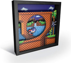 Pixel Frames: Sonic The Hedgehog Loop Scene - Framed 3D Shadow Box - 9" x 9"