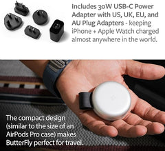 Twelve South Butterfly 2-in-1 USB-C MagSafe Charger | Compact Travel-Friendly Design Fast-Charges iPhone and Apple Watch