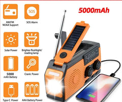 5000mAh Multifunctional Radio Hand Crank Solar USB Charging Power Bank