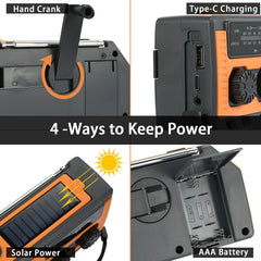5000mAh Multifunctional Radio Hand Crank Solar USB Charging Power Bank