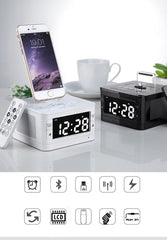 eprolo TOPROAD Wireless Bluetooth Speaker 8 Pin Charger Dock Station FM Radio Alarm Clock Audio Music