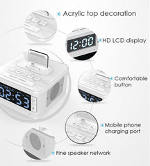 eprolo TOPROAD Wireless Bluetooth Speaker 8 Pin Charger Dock Station FM Radio Alarm Clock Audio Music