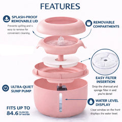 Pet Life ® 'Moda-Pure' Ultra-Quite Filtered Dog and Cat Fountain Waterer