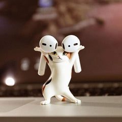 Smart Tech Shopping air tag holder Painted Dancing Cat Stand for AirPods: Cute Headphones Stand and Desk Decoration