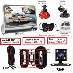 Smart Tech Shopping car dash cam 1080P480P720P10MBL / 64G HD Night Car Dvr Dash Cam 4.0 Inch Video Recorder Auto Camera With Rear View Camera Dashcam