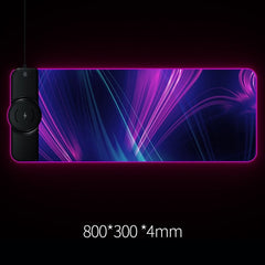 Smart Tech Shopping Purple RGB Wireless Charging Mousepad, 15W Luminous Desk Mat for Gamers