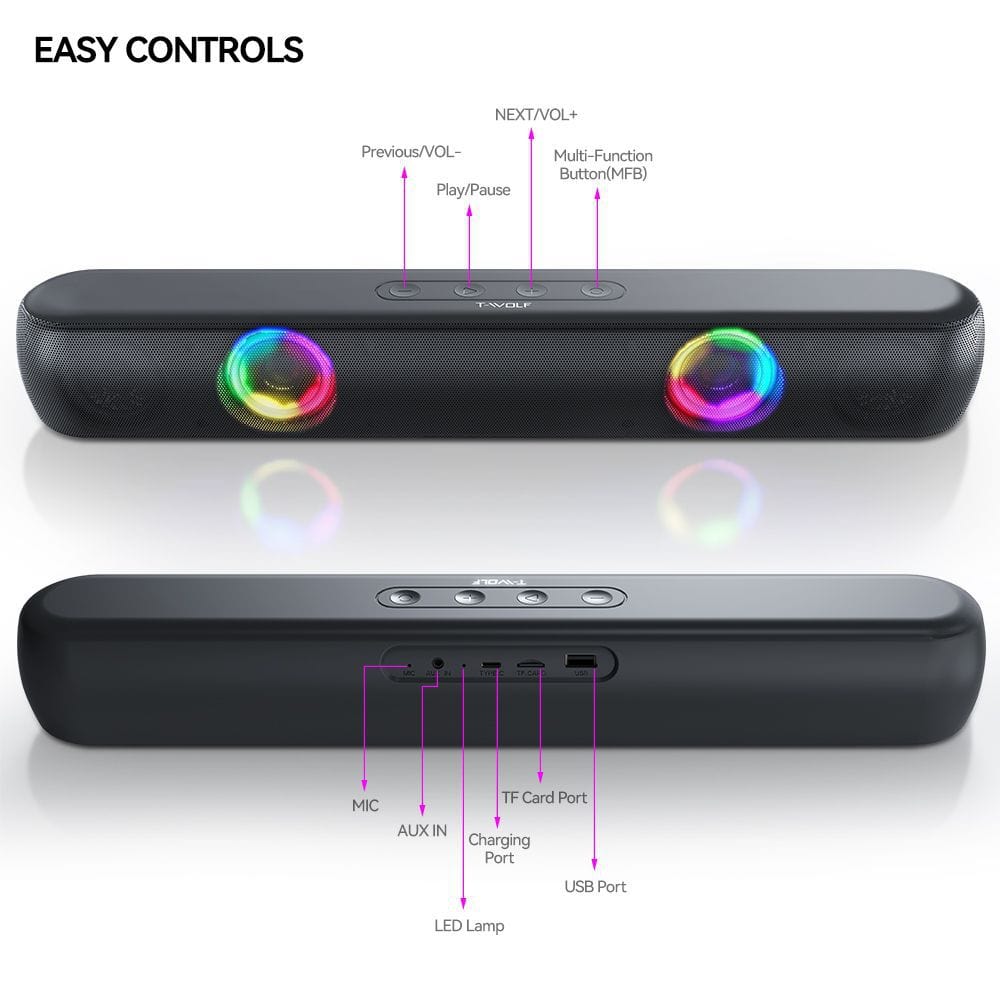 Smart Tech Shopping speakers RGB BassXtreme: HiFi Bluetooth Speaker with 360° Surround Sound and LED Modes