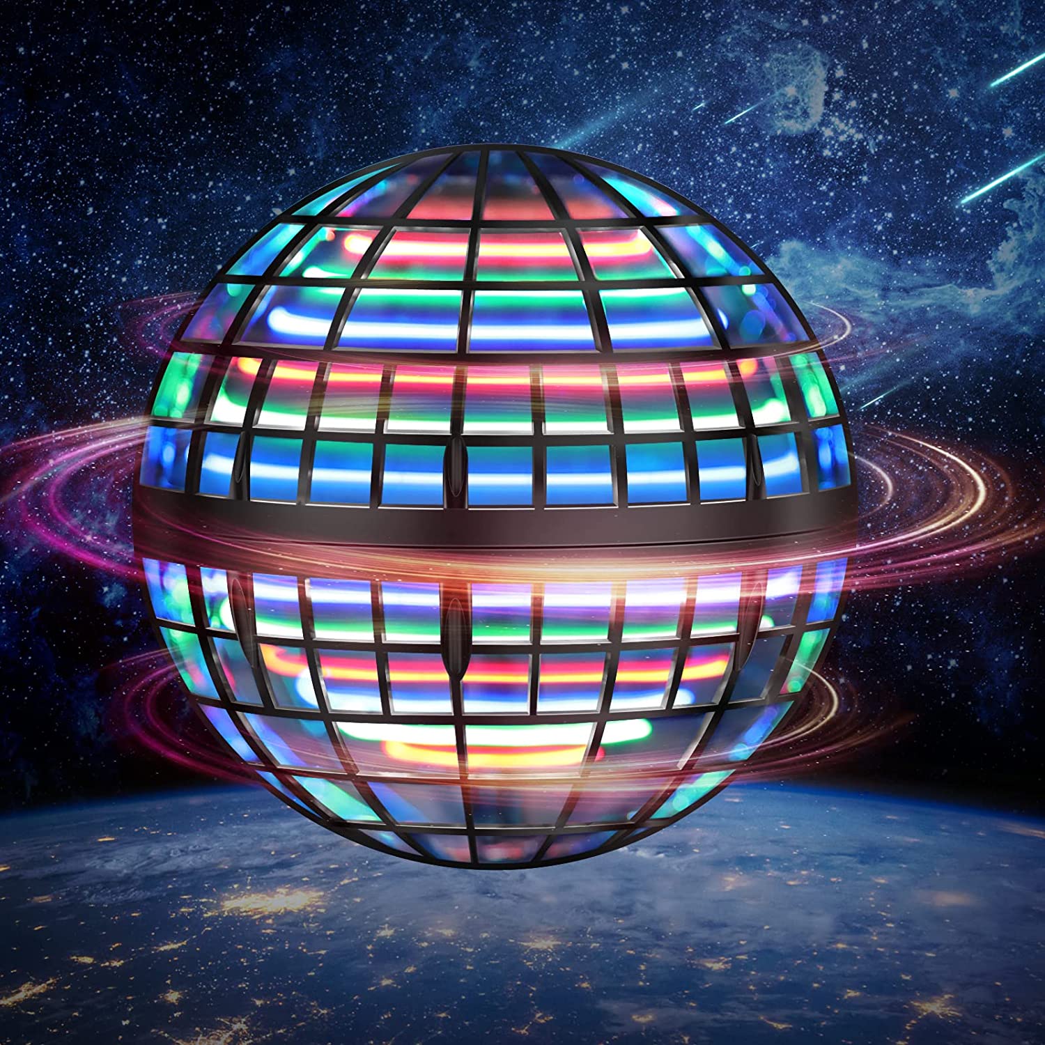 SmartTechShopping Mini Drone Black-silver Flying Orb Ball Toys Soaring Hover Pro Boomerang Spinner Hand