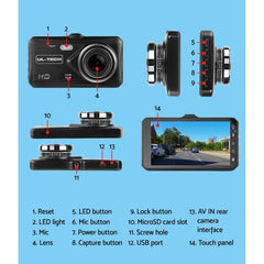 UL-TECH Brand > UL Tech UL Tech 4 Inch Dual Camera Dash Camera - Black
