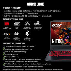 Visit the Acer Store Gaming laptop Acer Nitro 5 15.6" Gaming Laptop with 8GB DDR4 & 256GB NVMe SSD