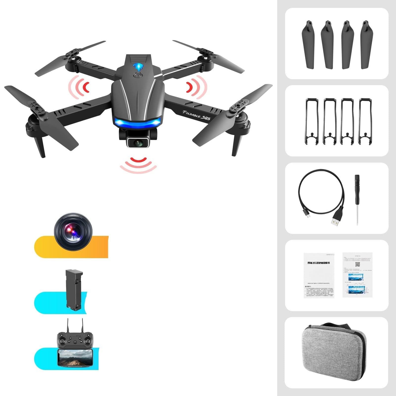 S85 Three-Sided Obstacle Avoidance Folding Drone - Smart Tech Shopping