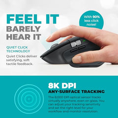 Logitech MX Master 3S Wireless Mouse with Black Mousepad and Microfiber Cloth - Logitech MX Master 3 S Mouse for Mac OS Windows Chrome Linux - 8000 DPI, 90% Faster Scrolling, Quiet Clicks (Graphite)