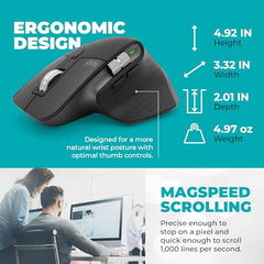 Logitech MX Master 3S Wireless Mouse with Black Mousepad and Microfiber Cloth - Logitech MX Master 3 S Mouse for Mac OS Windows Chrome Linux - 8000 DPI, 90% Faster Scrolling, Quiet Clicks (Graphite)