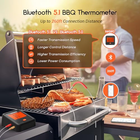 4 Probes Wireless Meat Thermometers for Grilling Smoking With Smart Timer LCD Backlight