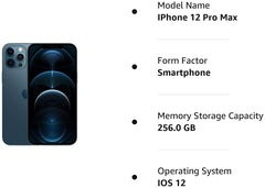 Apple iPhone 12 Pro Max, 256GB, Pacific Blue Unlocked Smart Phone - Smart Tech Shopping