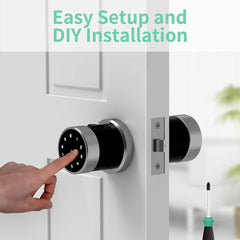 Geek Smart Door Lock - Keyless Fingerprint and Touchscreen Digital Door Lock, Secure Bluetooth, Easy Install, Great for Airbnb, Hotels and Offices, Homes, Apartments- Silver - Smart Tech Shop