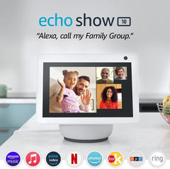 Echo Show 10 (3rd Gen) | HD smart display with motion and Alexa | Glacier White Glacier White Device Only - Smart Tech Shopping