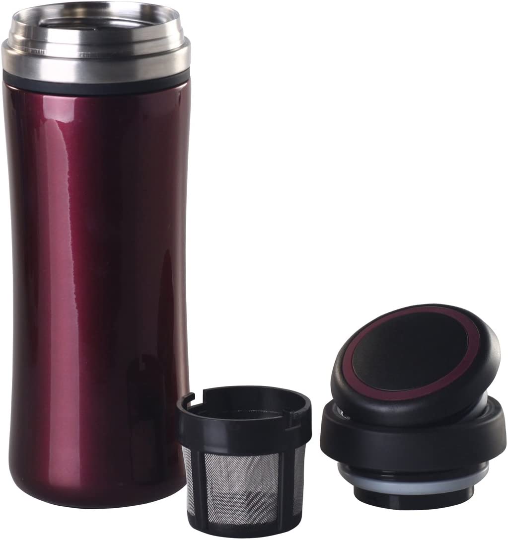 12oz Timolino Tea2Go Bordeaux Red Vacuum Mug - Keeps Drinks Hot for Hours - Smart Tech Shopping