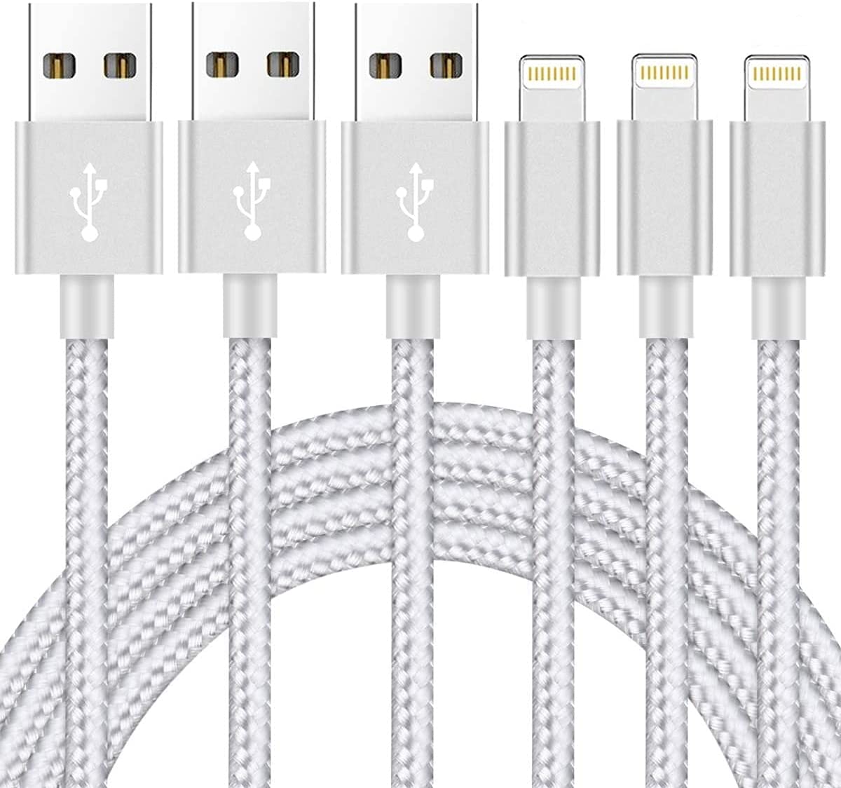 iPhone Charger Cable, 3Pack 10ft Nylon Braided High Speed USB Charging Cord - Smart Tech Shopping