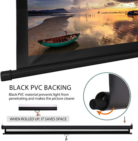 Vivo Projector Screen (HD) | Manual Pull Down, Easy Setup