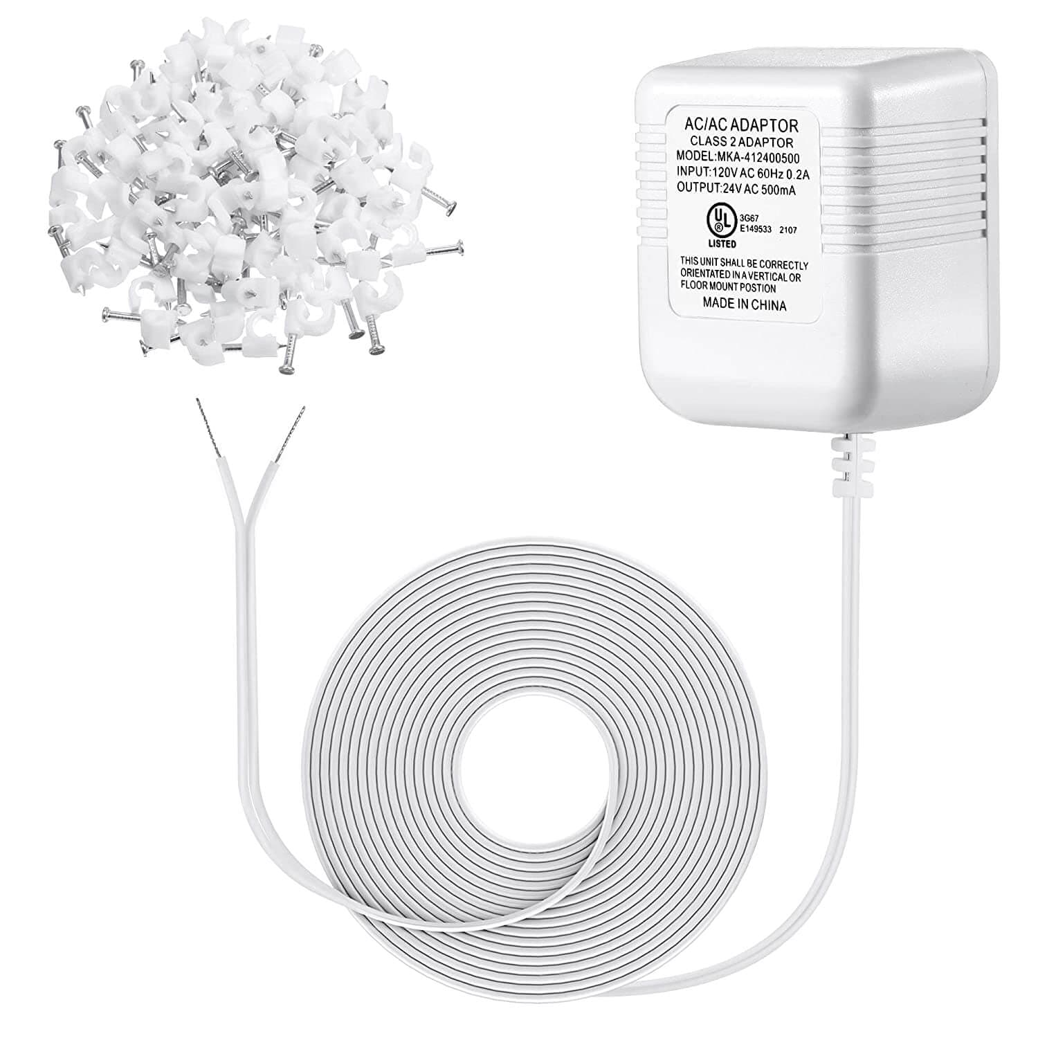 24 Volt Transformer, C Wire Power Adapter Compatible with Wyze Video Doorbell, 24VAC 500mA Transformer UL Certified with 16.4 Feet Cable Supply Power with Wyze HD Chime - Smart Tech Shopping