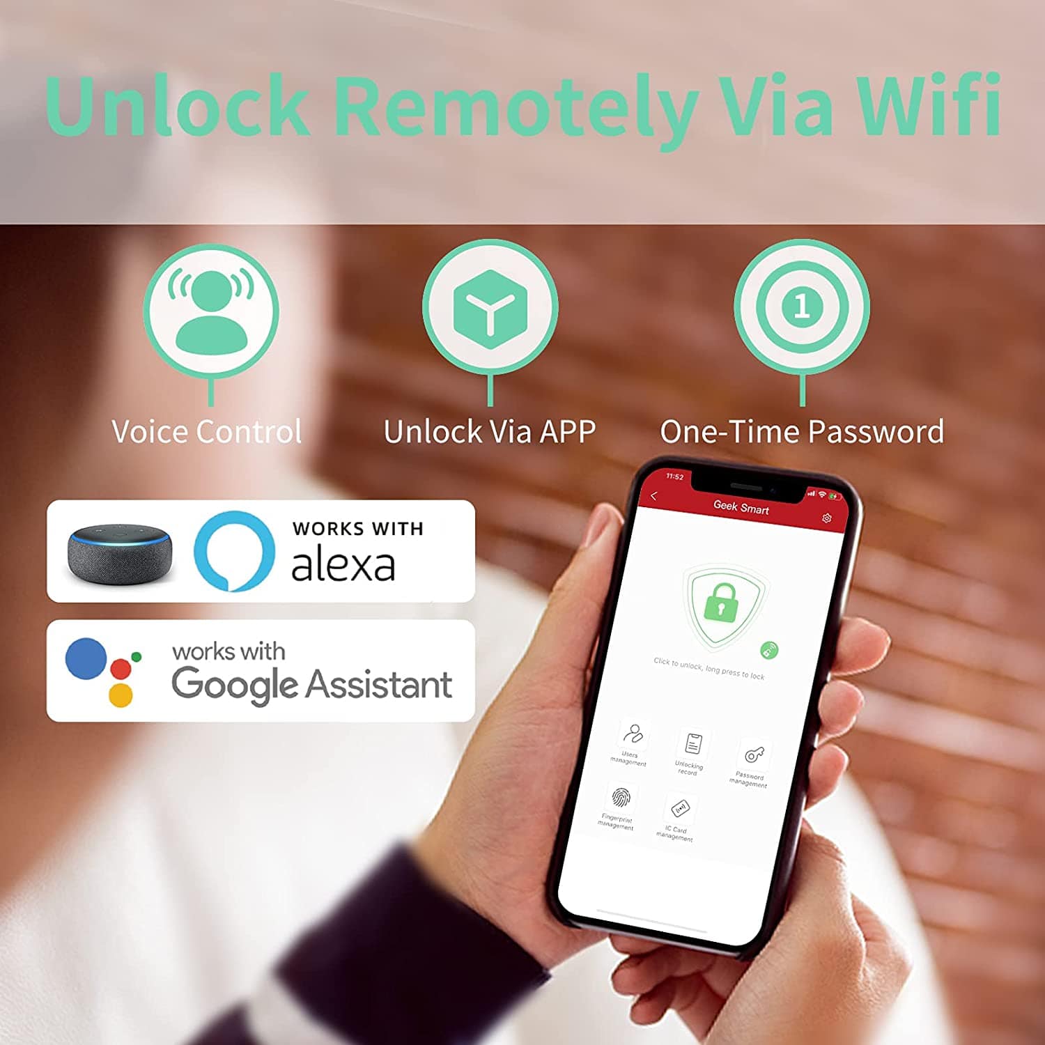 Geek Smart Door Lock - Keyless Fingerprint and Touchscreen Digital Door Lock, Secure Bluetooth, Easy Install, Great for Airbnb, Hotels and Offices, Homes, Apartments- Silver - Smart Tech Shop