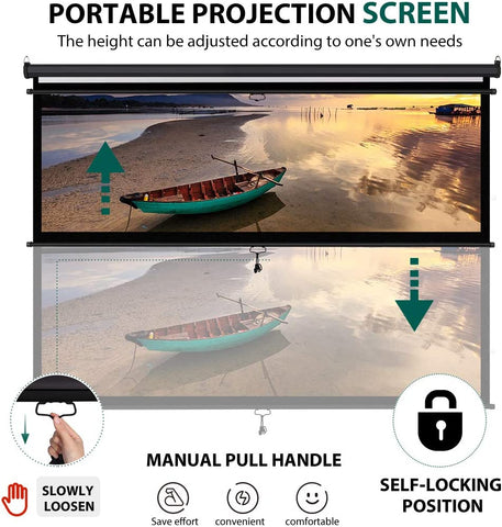Vivo Projector Screen (HD) | Manual Pull Down, Easy Setup