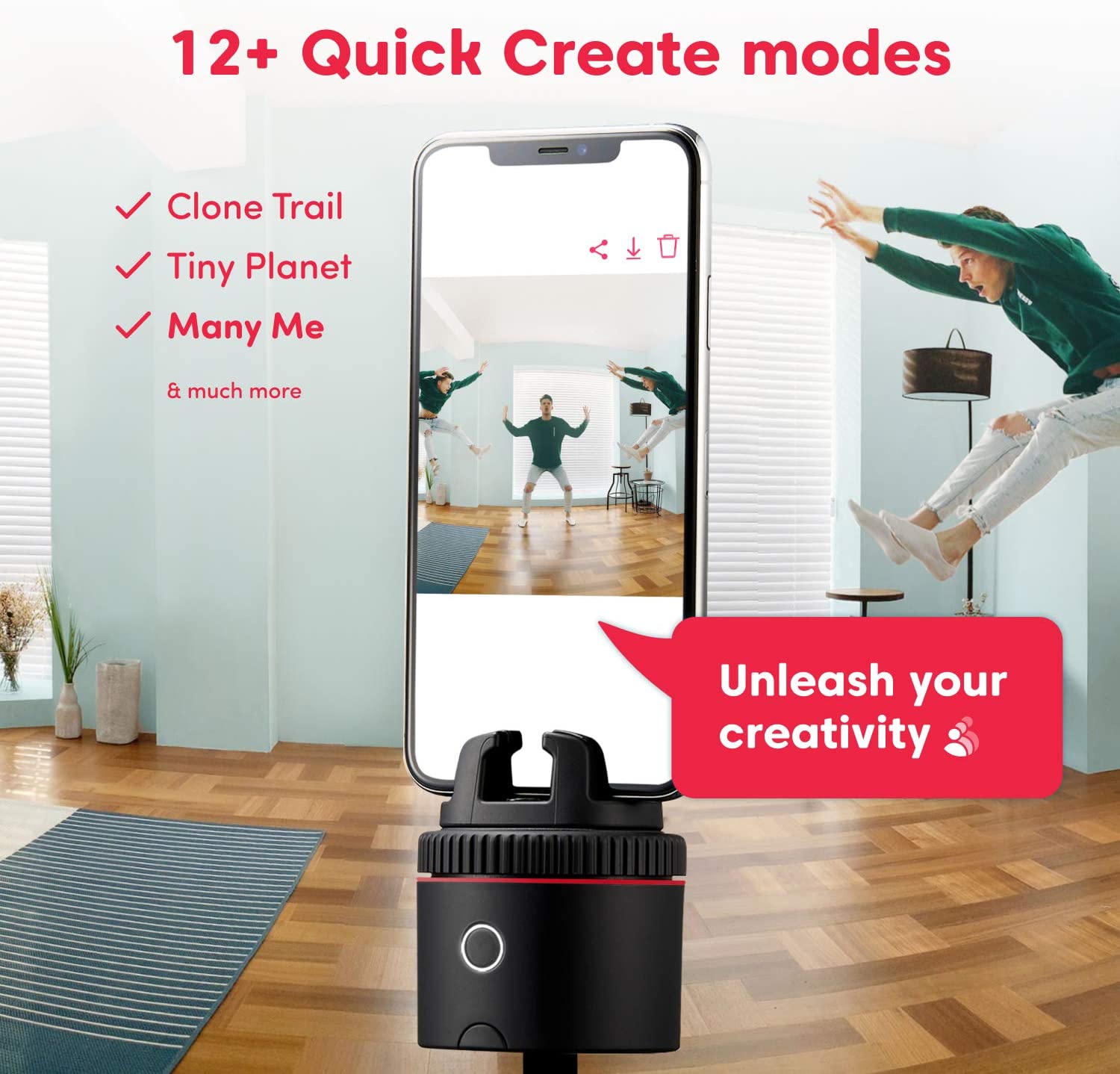 Pivo Pod Lite Classic Auto Motion Sensor Tracking Smartphone Pod & Holder for Handsfree 360° Rotation Video Recording Camera Cellphone Stand with Remote Control Pod w/ Remote Control - Smart