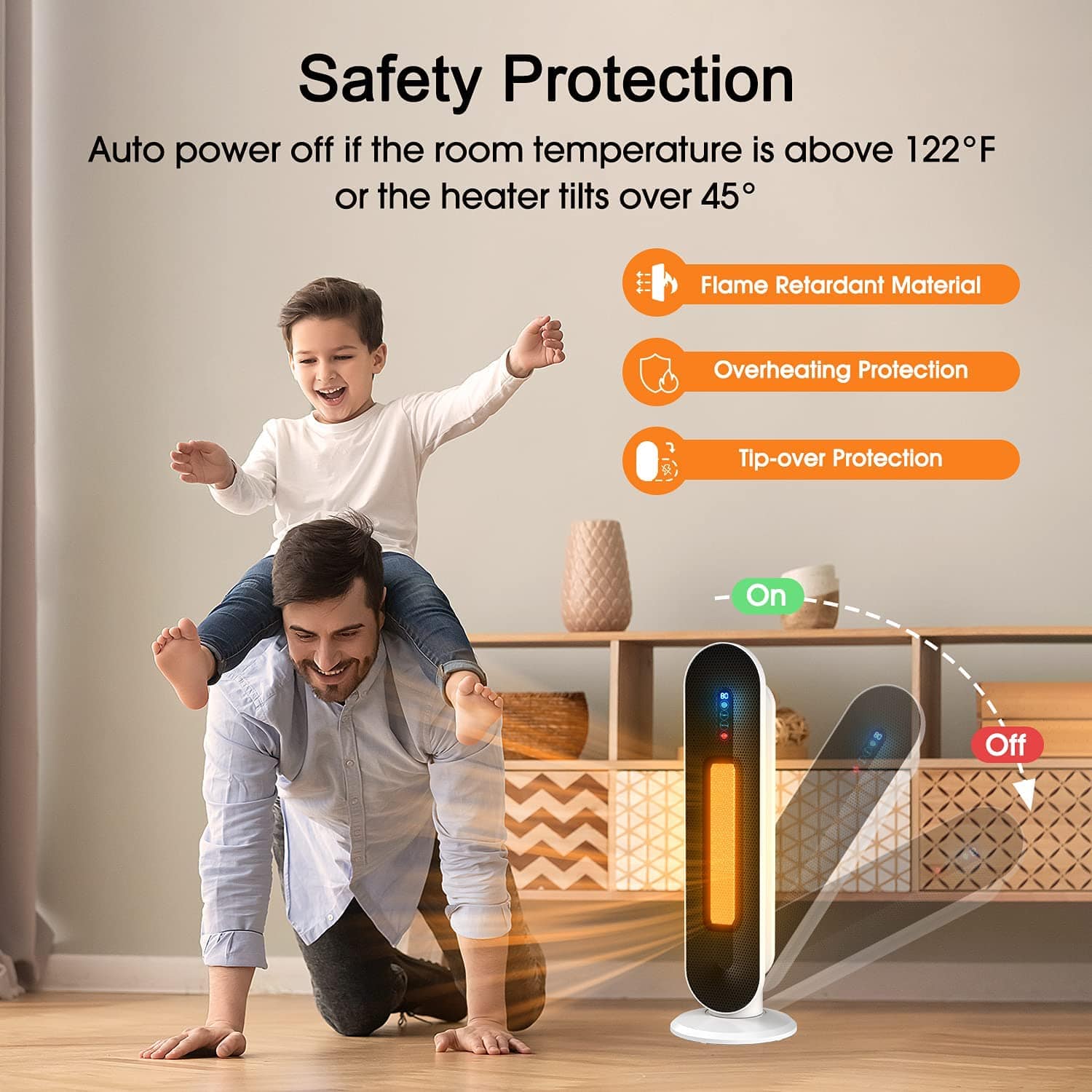 Space Heater for Large Rooms 1500W 25" Indoor Portable Electric Heater with Tip-Over & Overheat Protection - Smart Tech Shopping