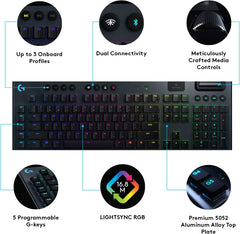Logitech G915 LIGHTSPEED RGB Mechanical Gaming Keyboard, Low Profile GL Tactile Key Switch, LIGHTSYNC RGB