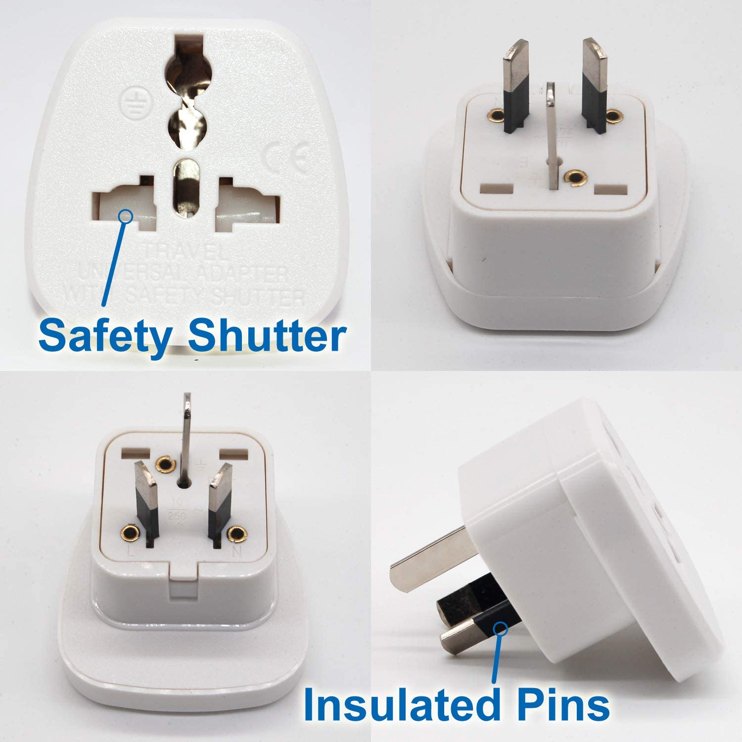 Travel Adapter for Australia/New Zealand with Safety Shutter and Insulated Pins - Smart Tech Shopping