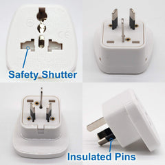 Travel Adapter for Australia/New Zealand with Safety Shutter and Insulated Pins - Smart Tech Shopping