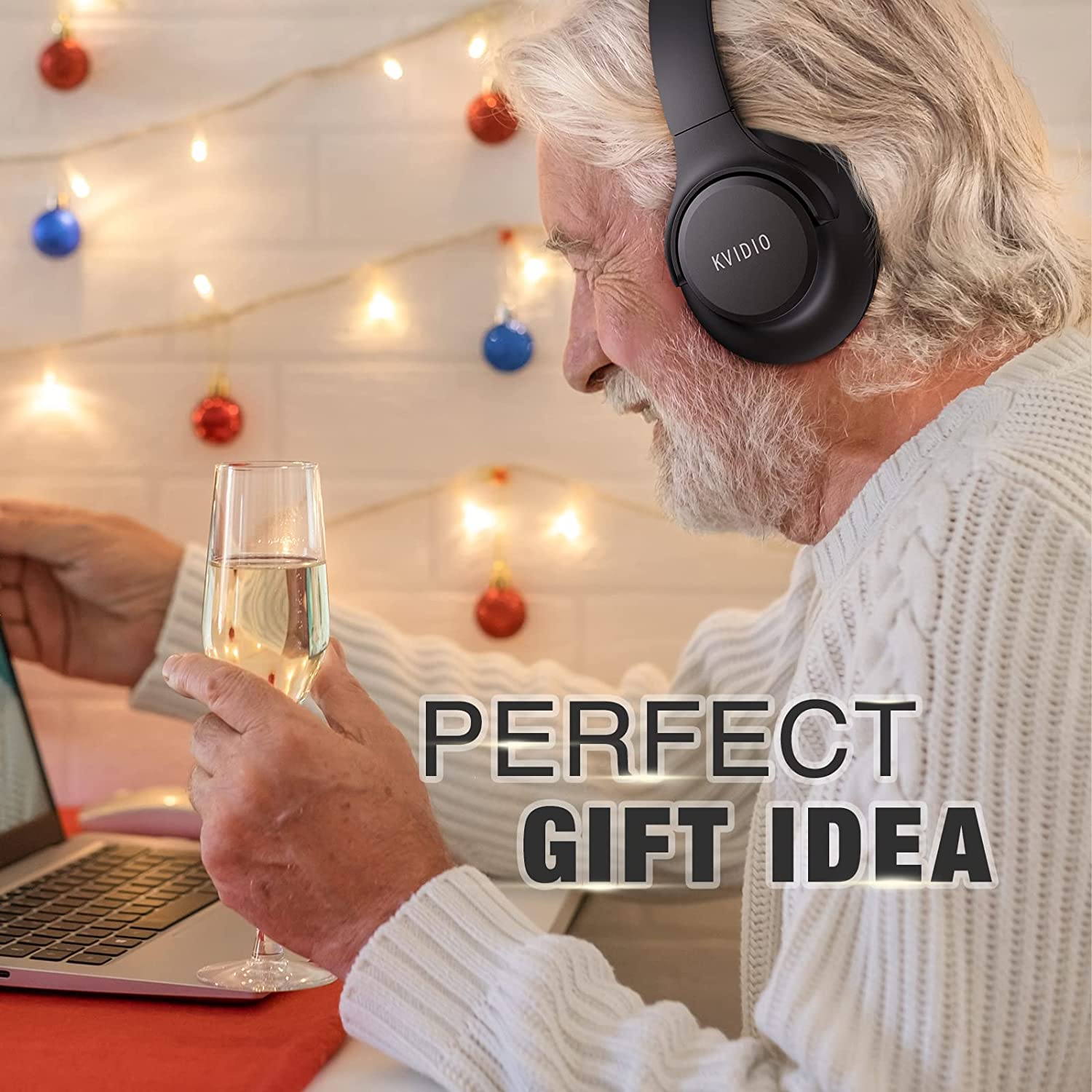 KVIDIO 55Hr Bluetooth Over-Ear Headphones w/Mic, Hi-Fi Sound, Deep Bass, Foldable - Smart Tech Shopping