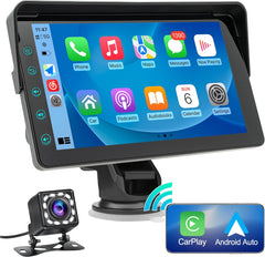 7" HD Double Din Car Stereo,Portable Wireless Dash Mount Apple CarPlay&Android Auto,Touchscreen Display
