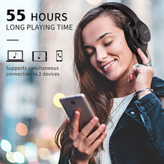 KVIDIO 55Hr Bluetooth Over-Ear Headphones w/Mic, Hi-Fi Sound, Deep Bass, Foldable - Smart Tech Shopping