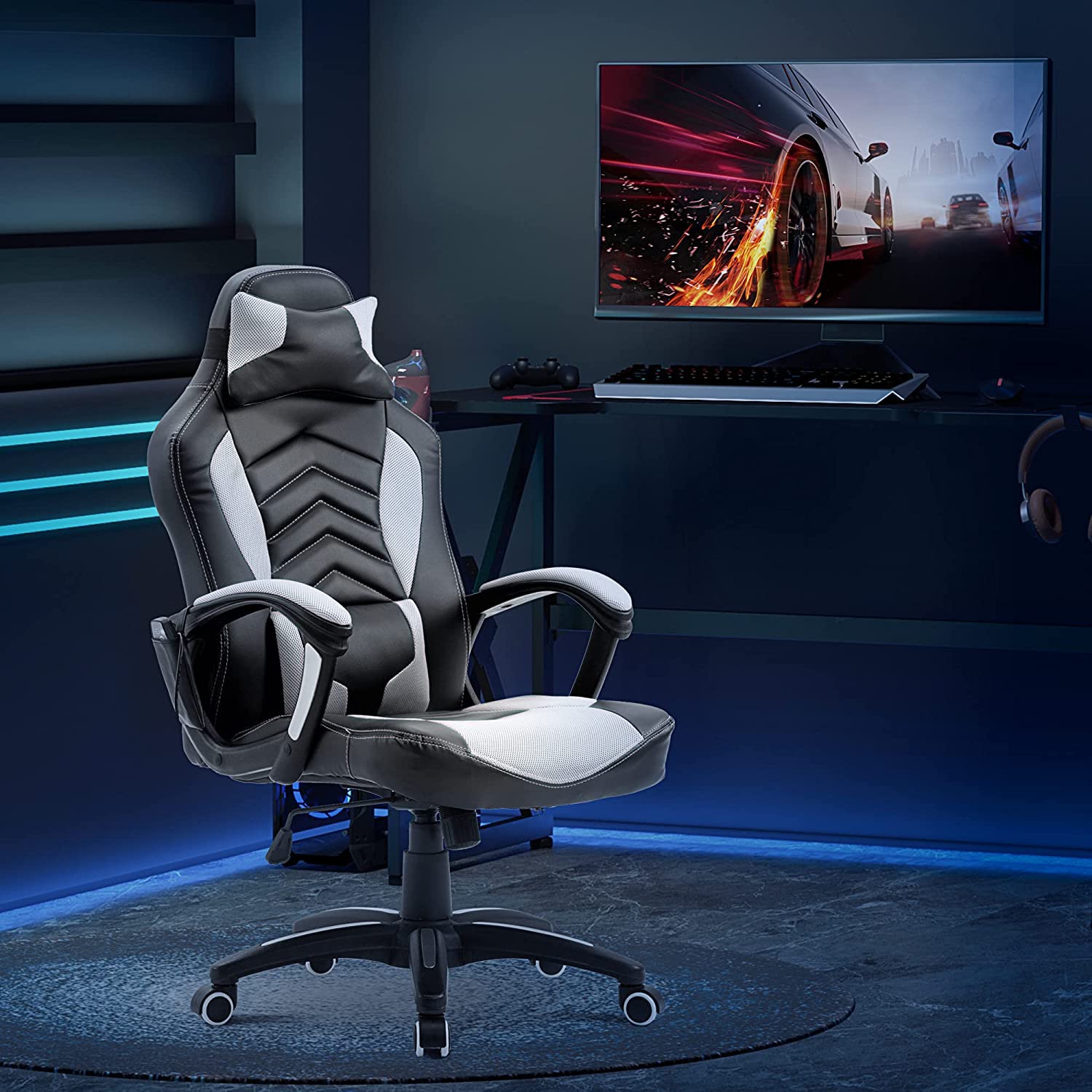 Best Gaming Chair with Heat and Massage - HOMCOM 6 Vibrating Point Massage Computer Gaming Chair with 5 Modes - Smart Tech Shopping