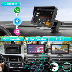 7" HD Double Din Car Stereo,Portable Wireless Dash Mount Apple CarPlay&Android Auto,Touchscreen Display
