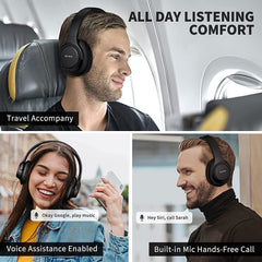 KVIDIO 55Hr Bluetooth Over-Ear Headphones w/Mic, Hi-Fi Sound, Deep Bass, Foldable - Smart Tech Shopping