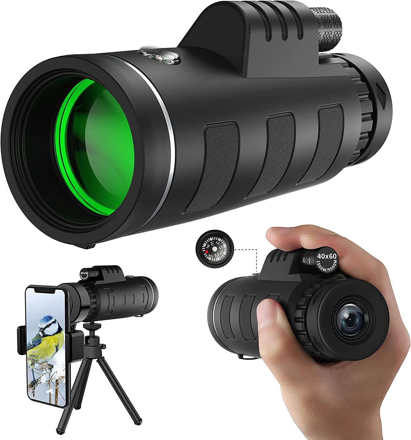 40x60 High Definition Monocular Telescope With Smartphone Adapter for low light vision - Smart Tech Shopping