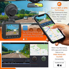 Rove R2- 4K Dash Cam Built in WiFi GPS Car Dashboard Camera Recorder with UHD 2160P, 2.4" LCD, 150° Wide Angle, WDR, Night Vision - Smart Tech Shopping