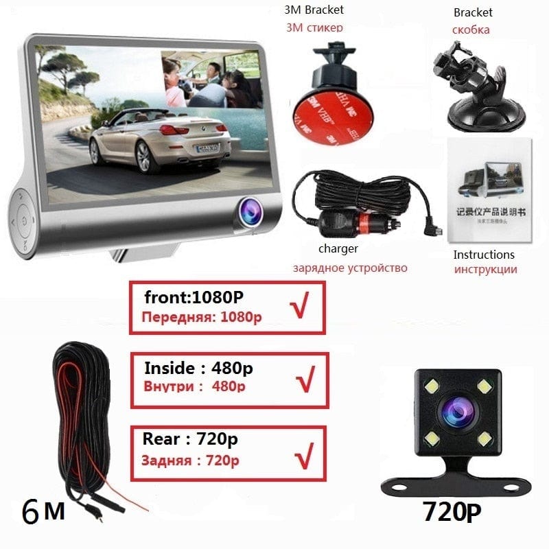 HD Night Car Dvr Dash Cam 4.0 Inch Video Recorder Auto Camera With Rear View Camera Dashcam - Smart Tech Shopping