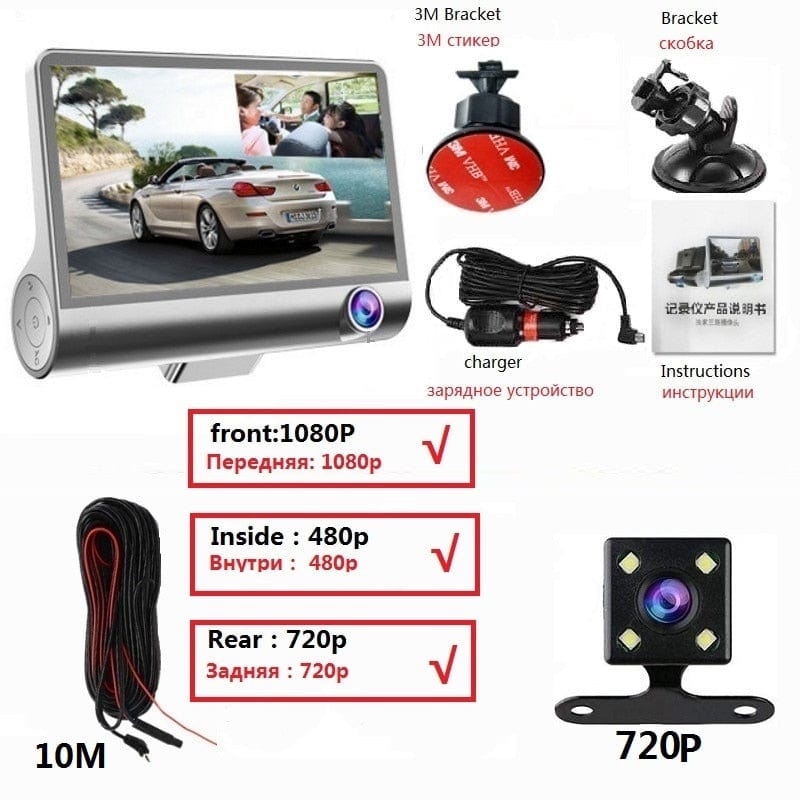 HD Night Car Dvr Dash Cam 4.0 Inch Video Recorder Auto Camera With Rear View Camera Dashcam - Smart Tech Shopping