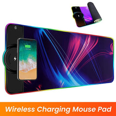 RGB Wireless Charging Mousepad, 15W Luminous Desk Mat for Gamers - Smart Tech Shopping
