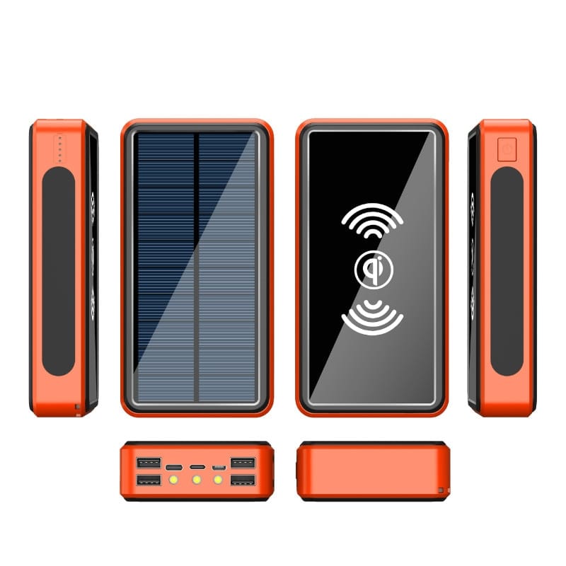Wireless Fast Charging Solar Power Bank 80000mAh With 4 USB LED - Smart Tech Shopping