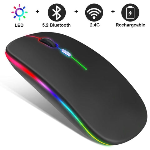 RGB Wireless Gaming Mouse, Rechargeable, Bluetooth, Ergonomic for Laptop PC - Smart Tech Shopping